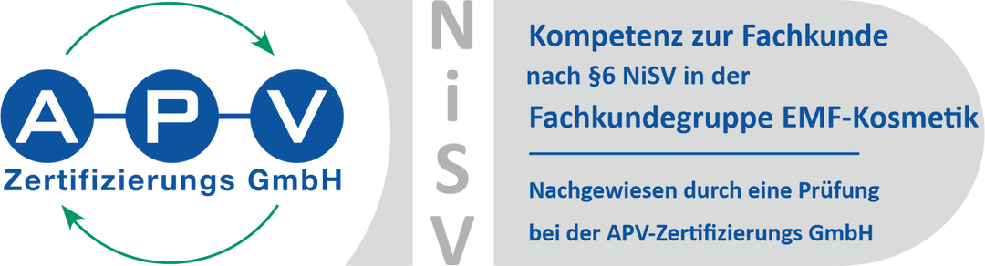 APV-Zertifikat-Logos NiSV Fachgruppe EMF-Kosmetik für TN