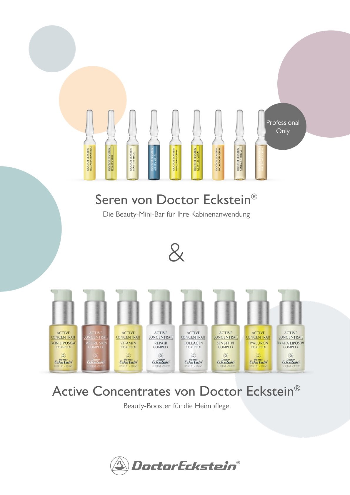17 Produkte von Doctor Eckstein, die Golden Skin Germany für deren Behandlungen benutzt